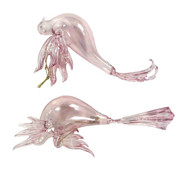 Dillard's Trimmings Pink Iridescent Clear Glass Bird Christmas Ornaments-Pair - Picture 5 of 11